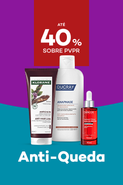 Produtos anti queda cabelo o com destaque promocional de at&eacute; 40% sobre pre&ccedil;o de Venda ao P&uacute;blico Recomendado